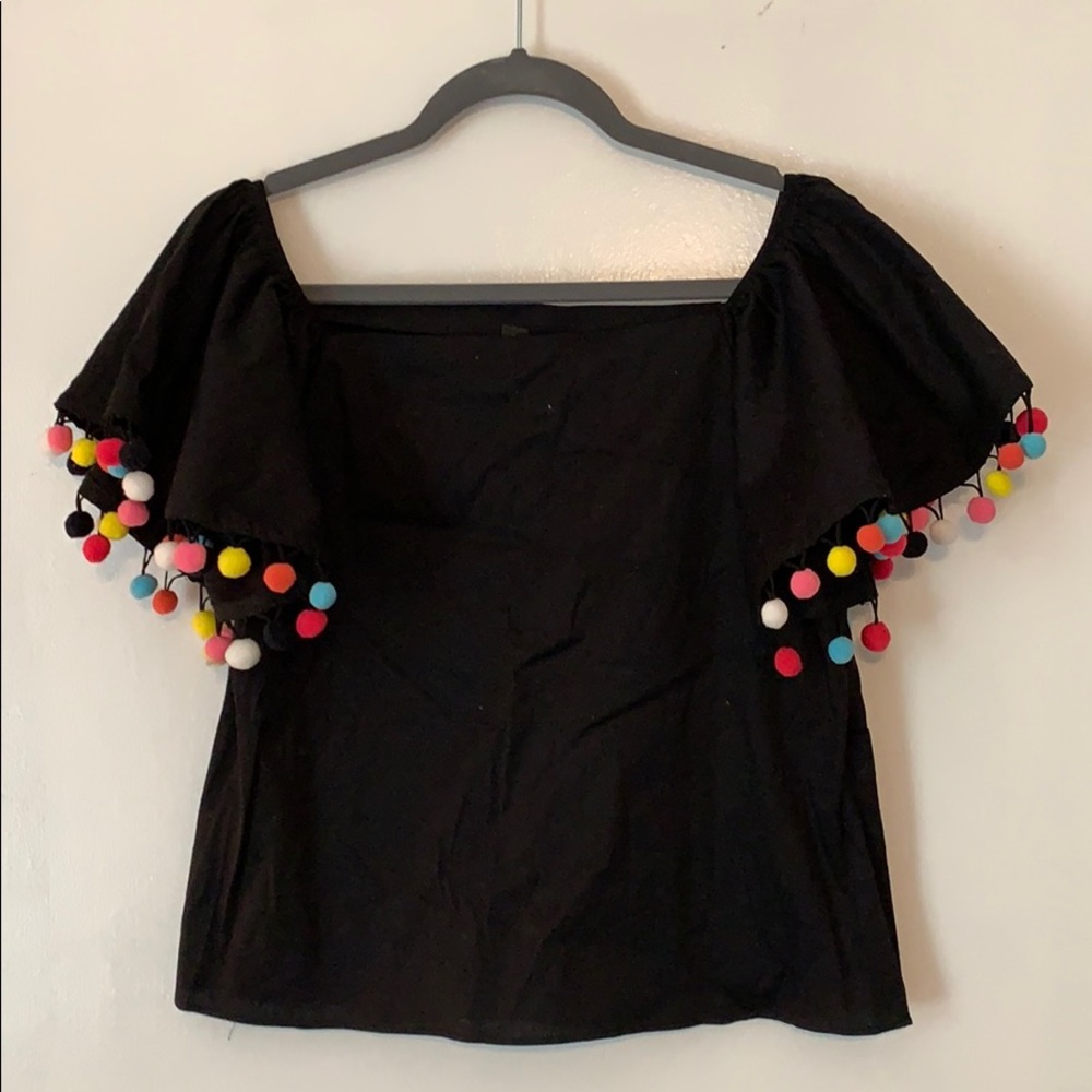 Pom Pom sleeve blouse
